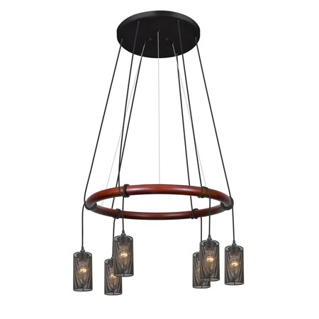 Besa Lighting Cirque 120V Suspension, Black Cord with Mesh Shades, 6x8W LED Filament CIRQUE-120V-EDIL-BK-MS